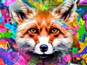 Kleurrijke pop-art vos