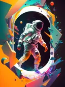 Popart astronaut in ovale poort