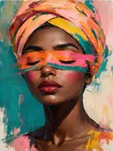 Geschilderd portret, portret met een blinddoek van verf