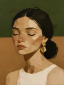 Portret met gesloten ogen, olieverf in aardetinten, schilderachtig olieverf schilderij, portret met gesloten ogen