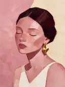 Portret met gesloten ogen, olieverf in diep stoffig roze, schilderachtig olieverf schilderij, portret met gesloten ogen op...