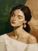 Portret met gesloten ogen, olieverf in donker aardetinten, schilderachtig olieverf schilderij, portret met gesloten ogen o...