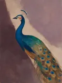 Schilderij: portret pauw in pruim