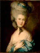 Portret van een dame in het blauw van Thomas Gainsborough: portret met hoed en vrouwen
