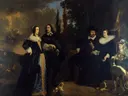 Portret van een familie van Bartholomeus van der Helst: portret met gezin en honden