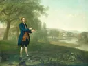 Portret van een heer die patrijzen vangt van Arthur Devis: portret