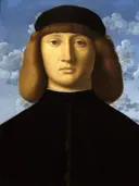 Portret van een jonge man van Vincenzo Catena: portret met mannen
