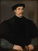 Portret van een man van Willem Key: portret met mannen