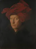 Portret van een man (zelfportret?) van Jan van Eyck: portret met mannen
