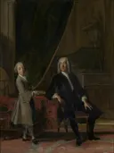 Portret van een onbekend heer met een jongen van Cornelis Troost: portret met mannen