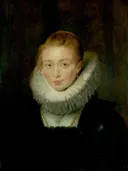 Portret van een onbekende hofdame van Isabella Clara Eugenia, Infanta van Spain (1566-1633) van Peter Paul Rubens: portret