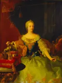Portret van Maria Theresia, Atelier van Martin van Meytens: portret met vrouw