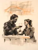Proost met een glas wijn, portret schilderij