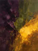 Abstract landschap in pruim en goud