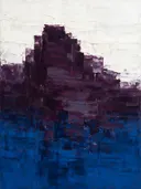 Abstract landschap in pruim en ivoor
