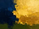 Abstract landschap in pruisisch blauw en goud