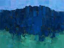 Abstract landschap in pruisisch blauw en hemelsblauw