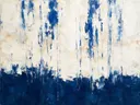 Abstract landschap in pruisisch blauw en ivoor