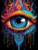 Kleurrijk psychedelisch geschilderd oog