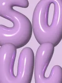 Close-up van paarse glanzende 3D bubble-letters