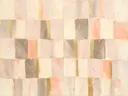 Kwastslag schilderij, rasterblokken in Creme en Goud