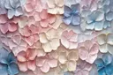 Hortensiabloemen in regenboogpastel, geschilderd met paletmes