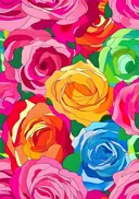 Schilderij van een regenboog rozenpatroon