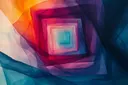 Regenboogkleurige doorschijnende vierkante lagen in tunnelvorm