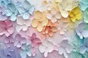 Kleine bloemen in regenboogpastel, geschilderd in reliëf