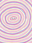 Abstracte illustratie van pastelkleurige concentrische ringen met de tekst Relax in het midden