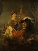 Rembrandt en Saskia in de parabel van de verloren zoon van Rembrandt: figuren met stel, mannen en vrouwen