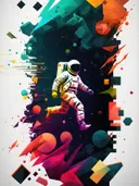 Popart illustratie van rennende astronaut