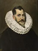 Retrato de un caballero desconocido van El Greco: portret met mannen, molensteen kraag en baard
