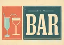 Retro illustratie van cocktailglazen met bar-thema