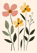 Retro illustratie van gemengde bloemen