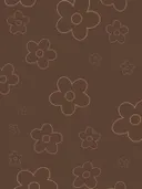 Retro bloemenpatroon in lijntekening op een donkerbruine achtergrond met verspreide bloemvormen in okerkleur.