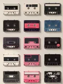 Popart schilderij van retro cassettebandjes