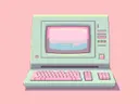 Illustratie van een retro computer in pastelkleuren