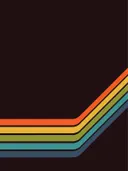 Retro grafisch schilderij met regenboogstrepen op zwart