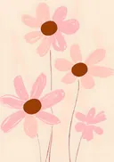 Retro illustratie van roze bloemen