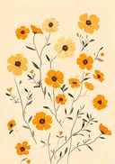 Retro patroon van oranje wilde bloemen
