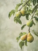 Schilderij van rijpe peren aan een tak