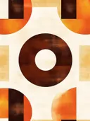 Minimalistisch schilderij met ringvorm in bruin en oranje