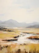 Rivier door een vallei met bergen op de achtergrond