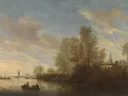 Landschapsschilderij 'Riviergezicht bij Deventer' naar Salomon van Ruysdael