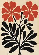 Illustratie van rode bloemen met zwarte bladeren