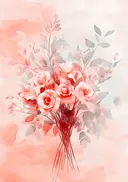 Schilderij van rode en roze rozen in aquarelstijl
