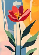 Abstract schilderij van een rode tulp