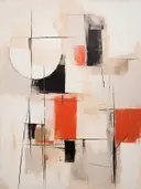 Rode vlakken compositie, abstract schilderij met rode en zwarte vlakken