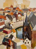 Roermond, Markt in paletmes, schilderij van Roermond
